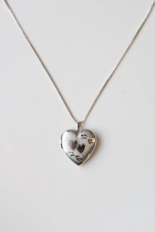Heart Etched Sterling Silver Necklace
