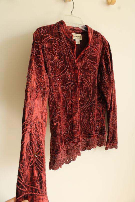 Flashbacks Maroon Boho Cardigan | M