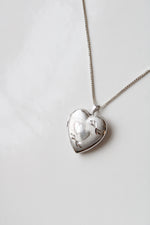 Heart Etched Sterling Silver Necklace