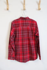 Children's Place Red & White Plaid Button Down Shirt | Youth 16 (XXL)