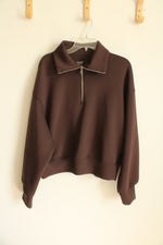 NEW Old Navy Chocolate Brown Bounce Fleece 1/4 Zip Sweatshirt | M