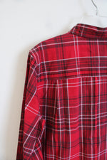Children's Place Red & White Plaid Button Down Shirt | Youth 16 (XXL)