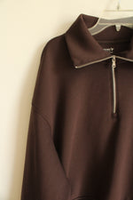 NEW Old Navy Chocolate Brown Bounce Fleece 1/4 Zip Sweatshirt | M