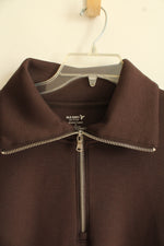 NEW Old Navy Chocolate Brown Bounce Fleece 1/4 Zip Sweatshirt | M