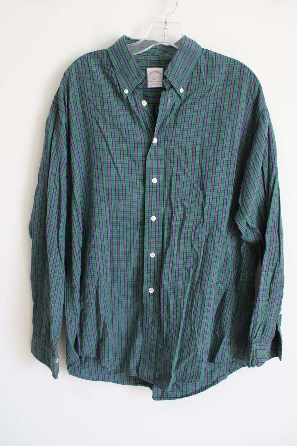 Brooks Brothers 346 Green Plaid Button Down Shirt | L