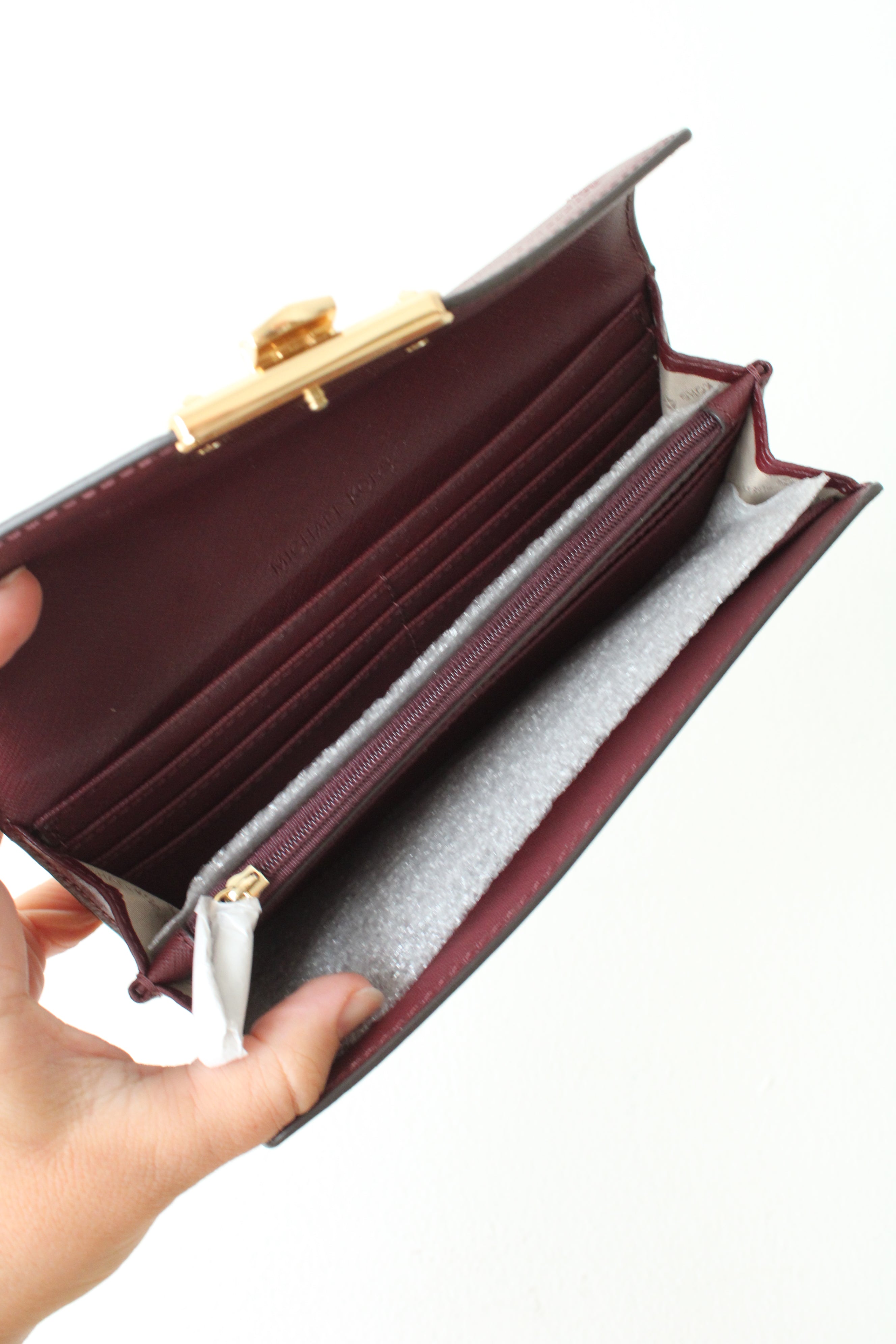 Michael Kors Kinsley Carryall Maroon Leather Wallet