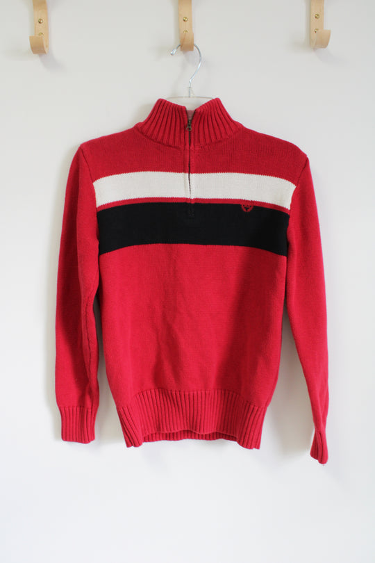 Chaps Red Thick Knit Cotton Quarter Zip Sweater | 18/20