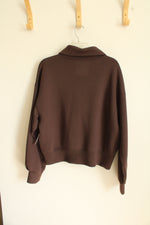 NEW Old Navy Chocolate Brown Bounce Fleece 1/4 Zip Sweatshirt | M