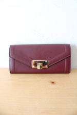Michael Kors Kinsley Carryall Maroon Leather Wallet