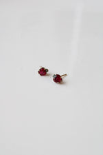 Ruby Heart Yellow Gold 14K Gold Fill Stud Earrings