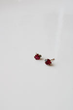 Ruby Heart Yellow Gold 14K Gold Fill Stud Earrings