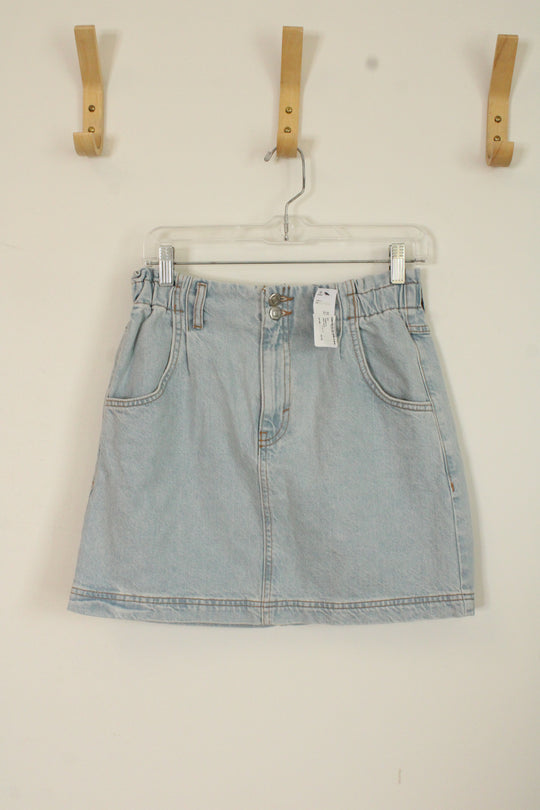 NEW Topshop Light wash Denim Skirt with Rouching | 12