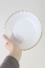 Anchor Hocking Fire King Milk Glass Gold Swirl Bowl | 7.5"