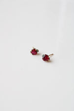 Ruby Heart Yellow Gold 14K Gold Fill Stud Earrings
