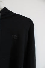 Champion Black Soft Touch Ribbed Mix Hoodie | L