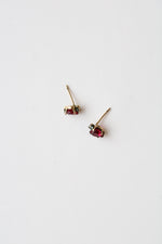 Ruby Heart Yellow Gold 14K Gold Fill Stud Earrings