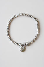 Sterling Silver Heart Charm Tennis Bracelet