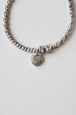 Sterling Silver Heart Charm Tennis Bracelet