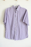 Croft & Barrow Classic Fit Purple White Striped Button Down Shirt | XL