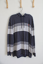 NEW Polo Ralph Lauren Navy & White Hooded Long Sleeved Shirt | 2X