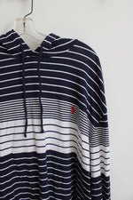NEW Polo Ralph Lauren Navy & White Hooded Long Sleeved Shirt | 2X