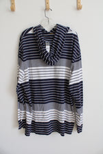 NEW Polo Ralph Lauren Navy & White Hooded Long Sleeved Shirt | 2X