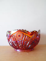 Indiana Glass Sunset Red Heirloom Carnival Glass Bowl