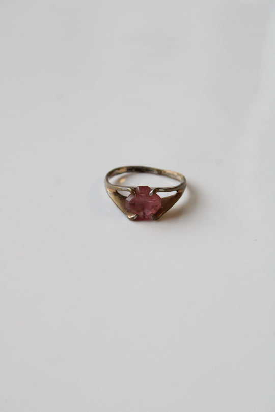 Sterling Silver Pink Stone Ring | Size 5.5