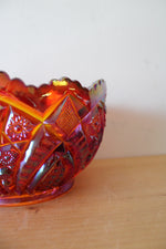 Indiana Glass Sunset Red Heirloom Carnival Glass Bowl