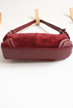 Vintage Coach East West Wine Red Suede Y2K Baguette Bag