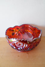 Indiana Glass Sunset Red Heirloom Carnival Glass Bowl