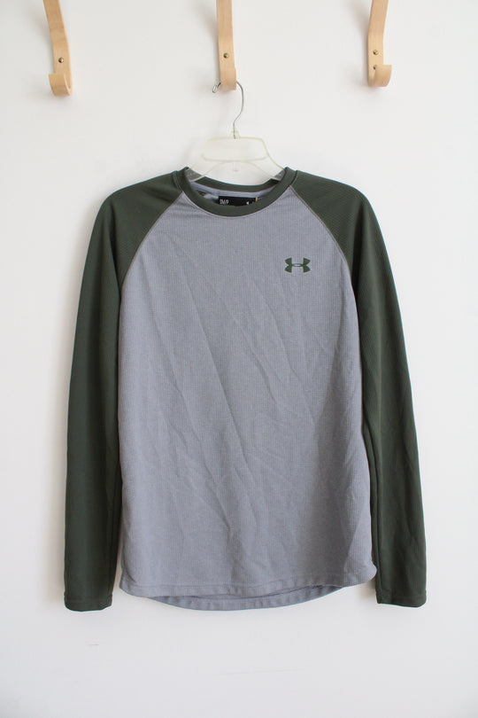 Under Armour Loose Gray & Olive Green Long Sleeved Shirt | S