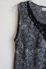 Blue White Patterned Satin Pleated Top | L