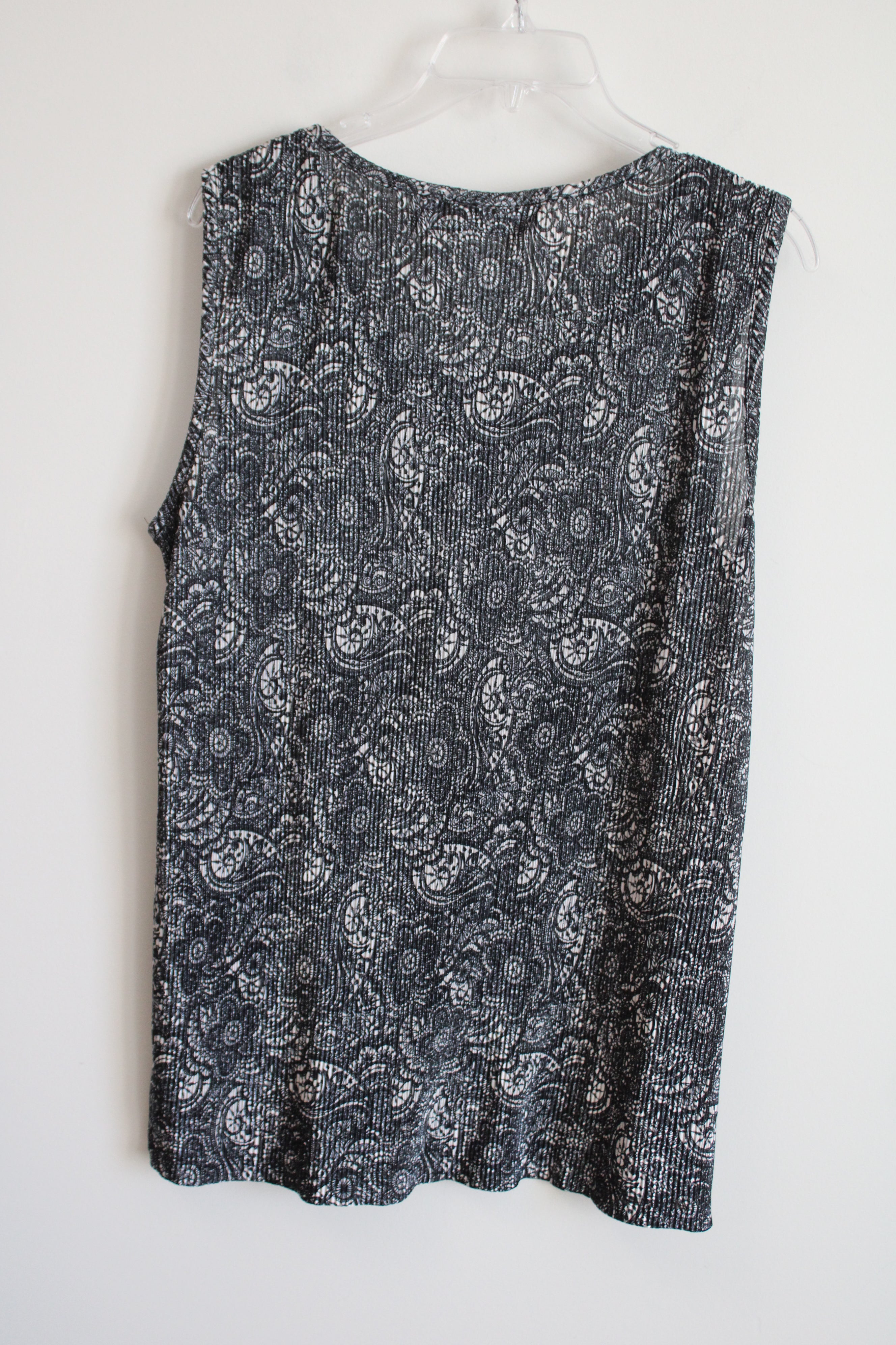 Blue White Patterned Satin Pleated Top | L