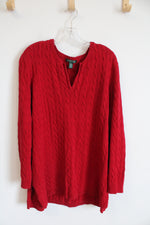 Ralph Lauren Red Cable Knit V-Neck Sweater | 3XL