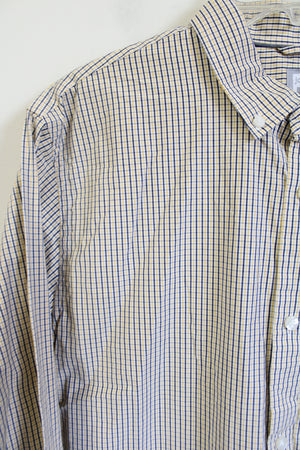 JCP Yellow Blue Plaid Button Down Shirt | L
