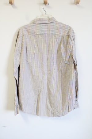 JCP Yellow Blue Plaid Button Down Shirt | L