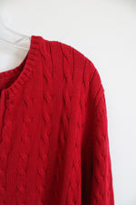 Ralph Lauren Red Cable Knit V-Neck Sweater | 3XL