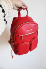 Michael Kors Red Medium Zip Backpack