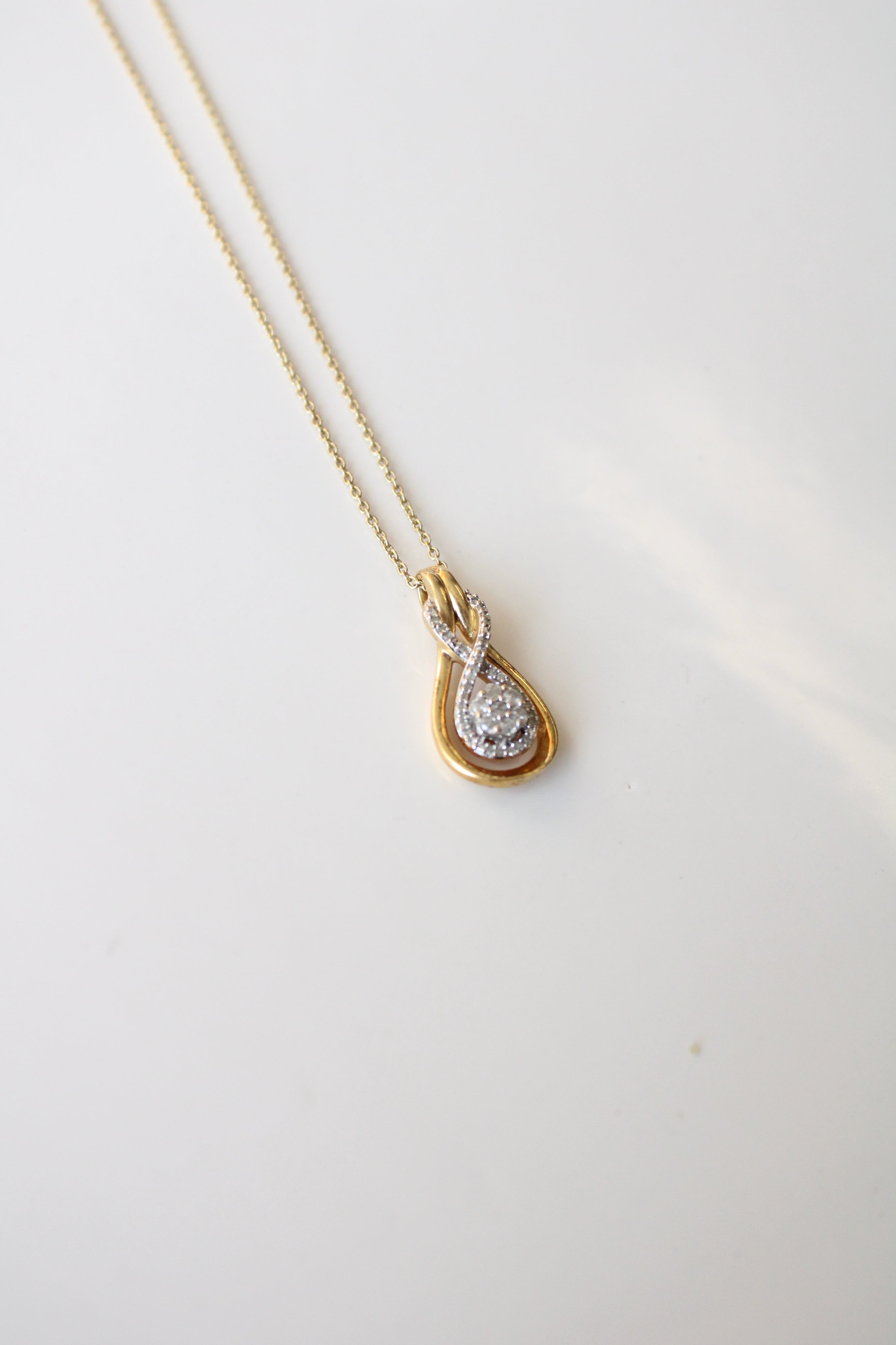 Two-Toned Gold Infinity Pendant Necklace