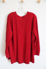 Ralph Lauren Red Cable Knit V-Neck Sweater | 3XL