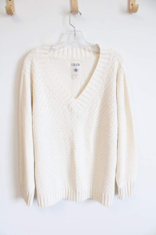 Izod White V-Neck Pullover Sweater | 3XL