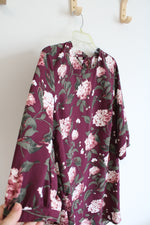 LOFT Maroon Floral Long Sleeved Dress | L