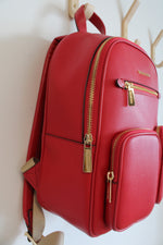 Michael Kors Red Medium Zip Backpack