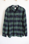 Levi's Standard Fit Navy Blue Green Buffalo Plaid Fleece Shirt | XL