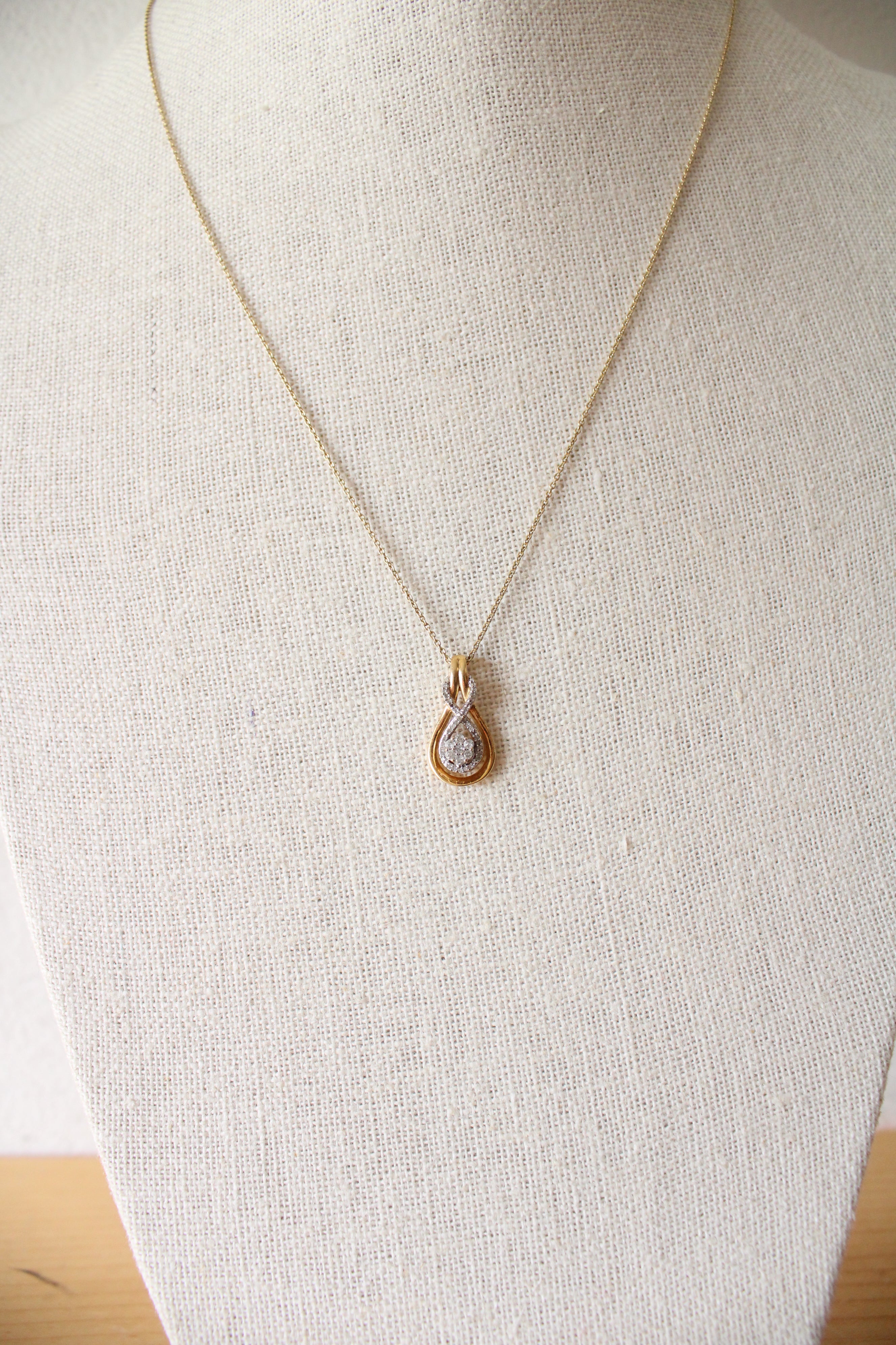 Two-Toned Gold Infinity Pendant Necklace