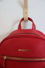 Michael Kors Red Medium Zip Backpack
