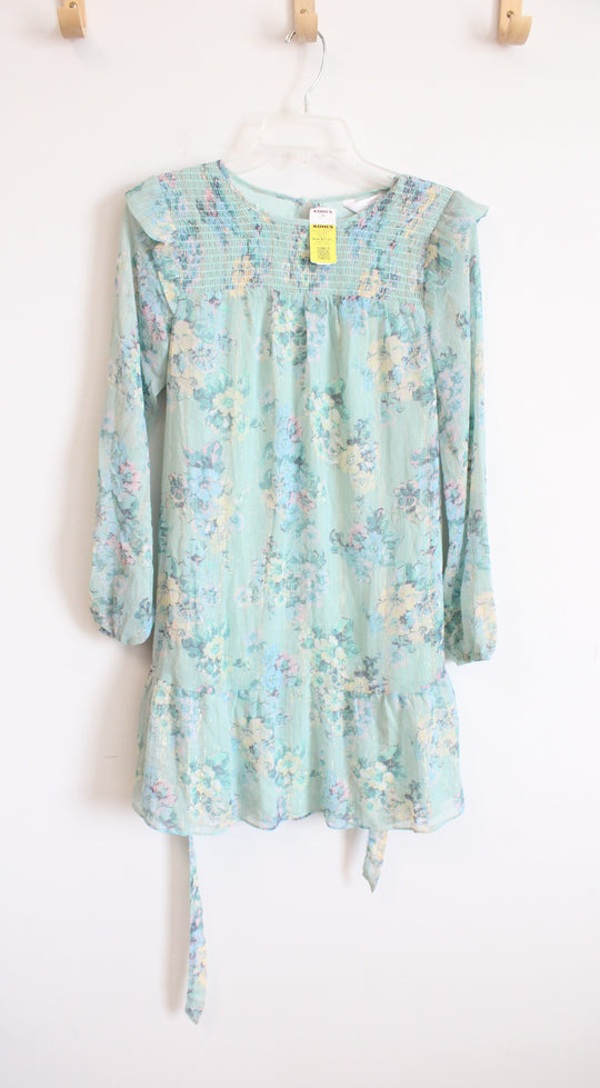 NEW Lauren Conrad Floral Print Long Sleeved Dress with Ruffled Neckline | XS