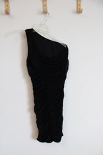 BTFBM Black Ruched One Shoulder Bodycon Mini Dress | S