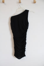 BTFBM Black Ruched One Shoulder Bodycon Mini Dress | S